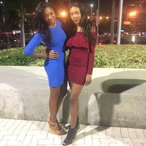 Red Off the Shoulder Long Sleeve Dress